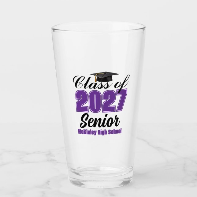 Verre Classe pourpre de 2027 Lycée personnalisé (Devant)