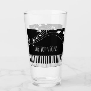 Verre Clavier de piano et notes musicales