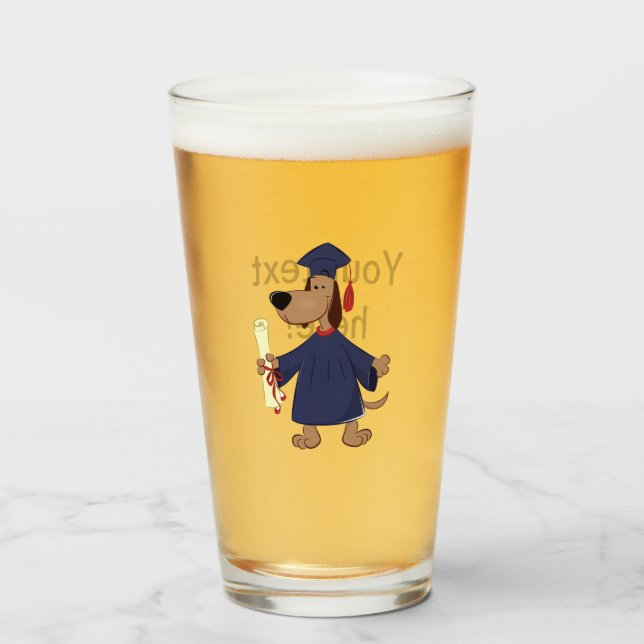 Verre Clipart de graduation de chien (Devant (rempli))