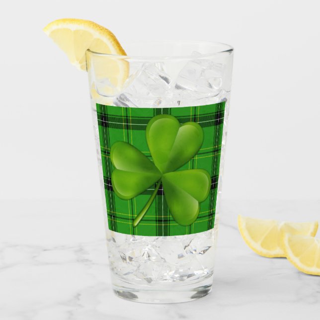 Verre Clover vert brillant à 3 feuilles sur tartelé (Devant glace)