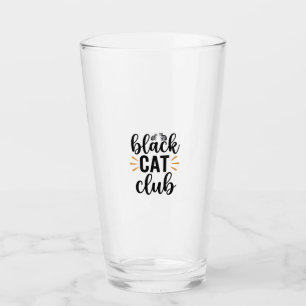 Verre Club Chat Noir Design Vectoriel Amateur de Chat Vi