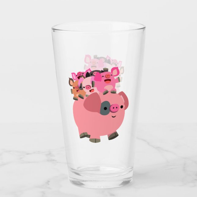 Verre Cochon de caricature mignonne portant des porcelet (Devant)