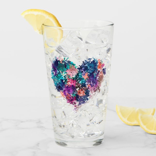 Verre Coeur, amour, polygonale (Devant glace)