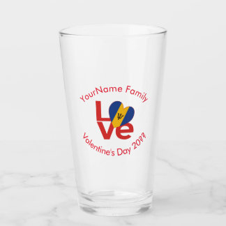 Verre Cœur de drapeau d'amour personnalisé barbadien pou