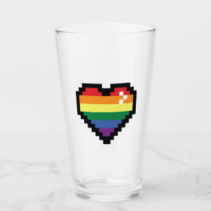 Verre Coeur de pixel arc-en-ciel