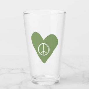 Verre Coeur des signes de paix