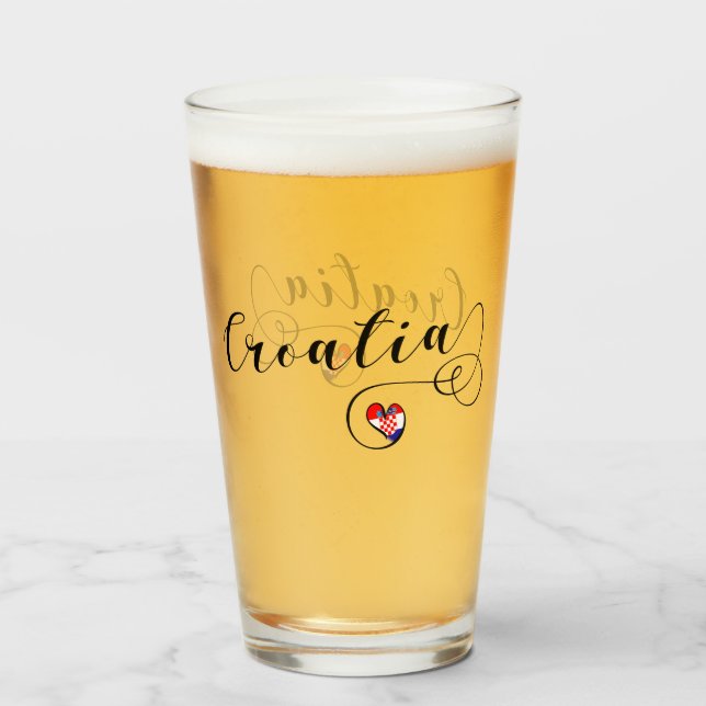 Verre Coeur Drapeau Croate, I Love Croatia (Dos (rempli))