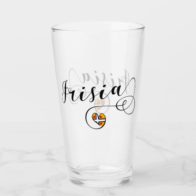 Verre Coeur du drapeau de la Frise, Frisians (Devant)
