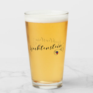Verre Coeur du drapeau du Liechtenstein
