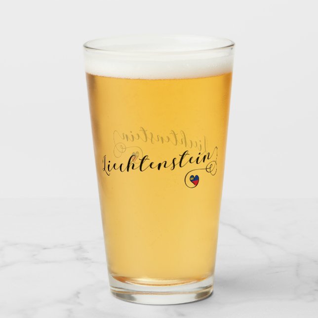 Verre Coeur du drapeau du Liechtenstein (Devant (rempli))