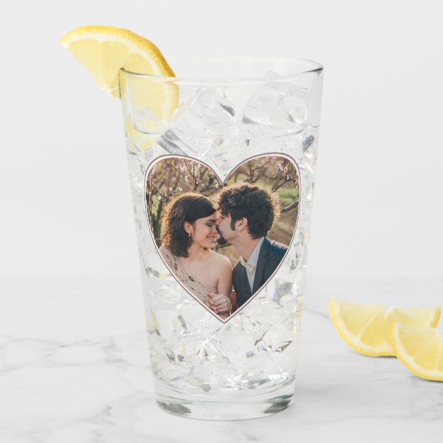 Verre Cœur en forme de 2 Photo Saint-Valentin ou Mariage (Devant glace)