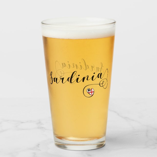 Verre Coeur sarde de drapeau, Sardaigne (Devant (rempli))