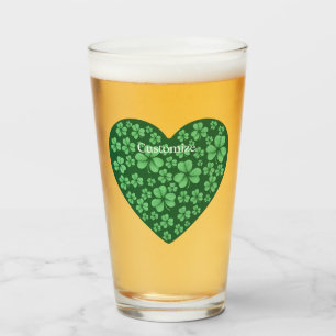 Verre Coeur Shamrock vert Saint Patrick's Day