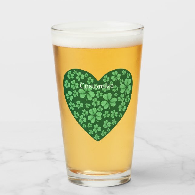 Verre Coeur Shamrock vert Saint Patrick's Day (Devant (rempli))