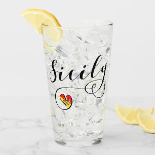 Verre Coeur sicilien de drapeau, Sicile
