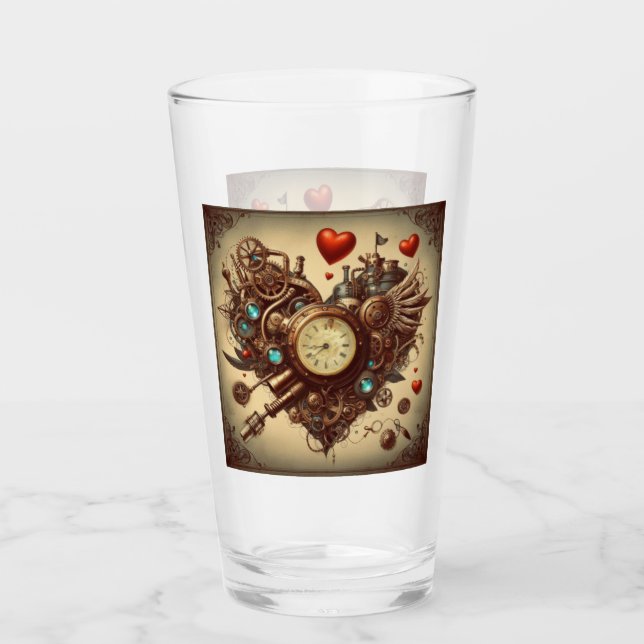 Verre Coeur Steampunk/Saint-Valentin (Devant)