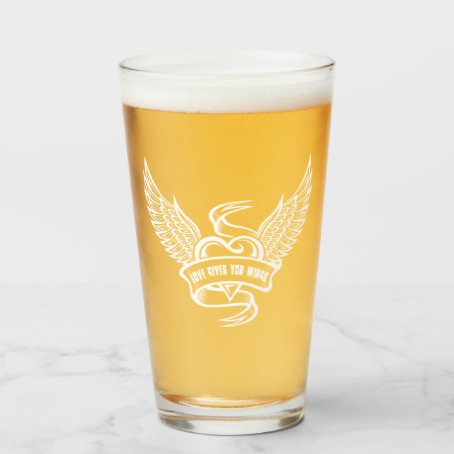 Verre Cœur Vintage Avec Ailes (Devant (rempli))
