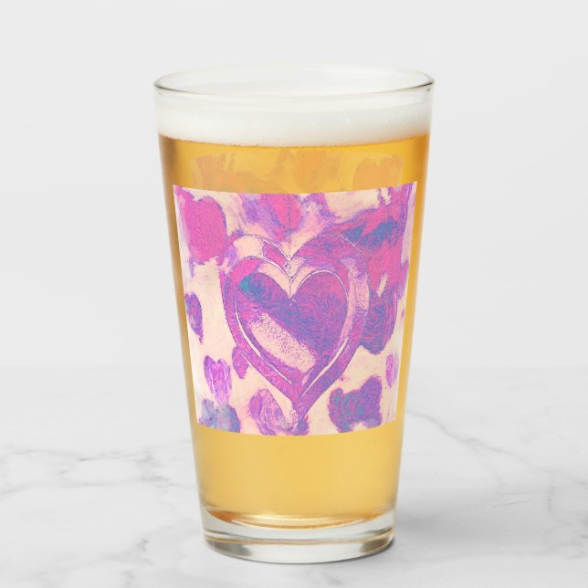 Verre Coeurs aquarelle (Devant (rempli))