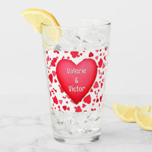 Verre Coeurs Confetti Rouge Personnalisés