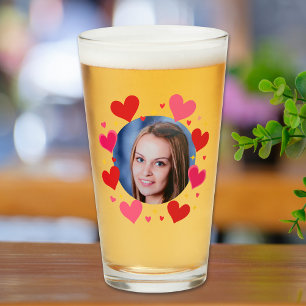 Verre Cœurs d'amour rose rouge Photo personnalisée