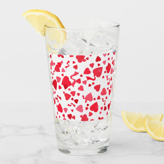 Verre Cœurs de confettis rouges  (Devant glace)