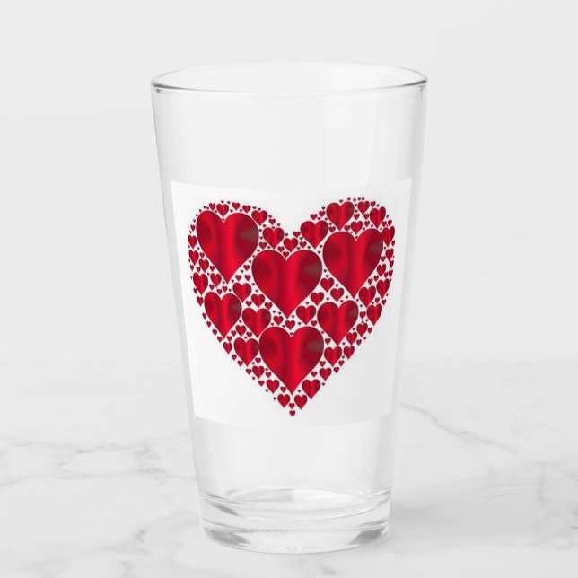 VERRE COEURS ROUGES POUR LA JOURNÉE DE VALENTINE (Devant)