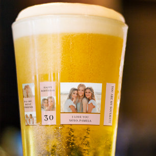 Verre Collage photos amies   Joyeux cadeau d'anniversair