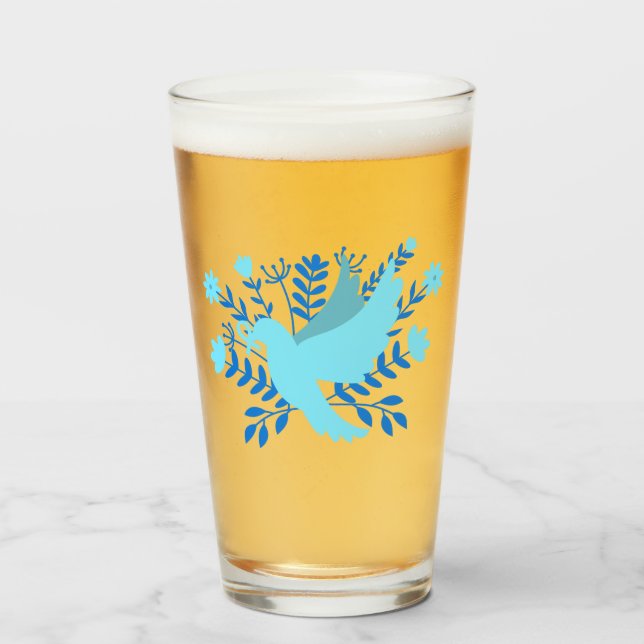 Verre colombe bleue de la Paix (Devant (rempli))