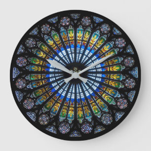 Verre coloré circulaire   Horloge murale
