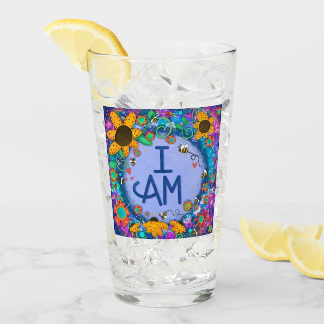 Verre Colorful Whimsical Daisy Floral Je Suis Inspirant (Devant glace)