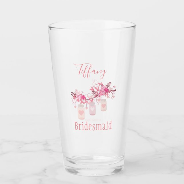 Verre Conception de bocal de femme de ménage rose (Devant)