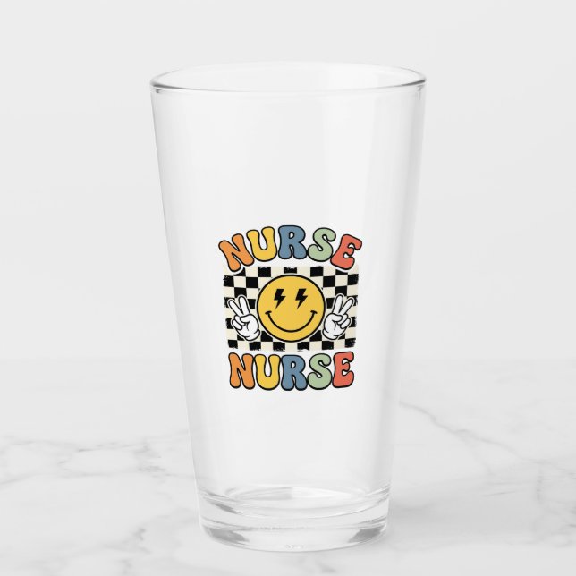 Verre Conception de chemise à carreaux smiley d'infirmiè (Devant)