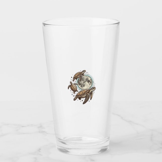 Verre Conception de chemise de gravure de tortue de mer  (Devant)
