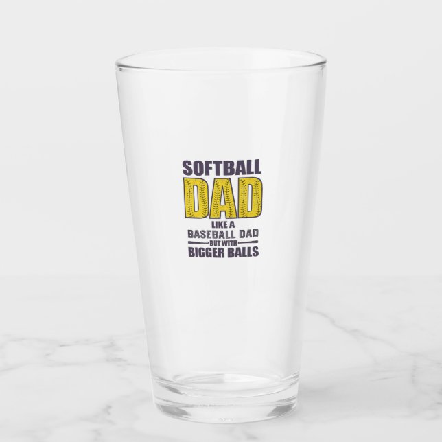 Verre Conception de chemise drôle SVG de papa softball  (Devant)