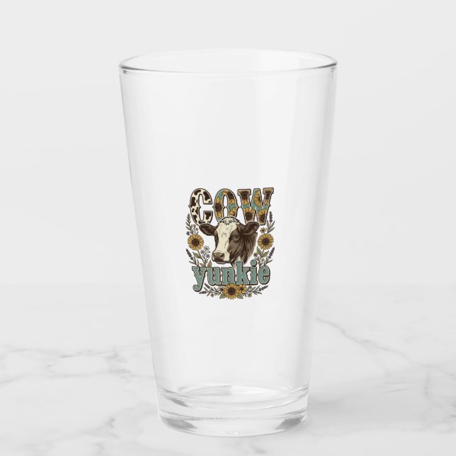 Verre Conception de ferme de tournesol Yunkie vache vint (Devant)