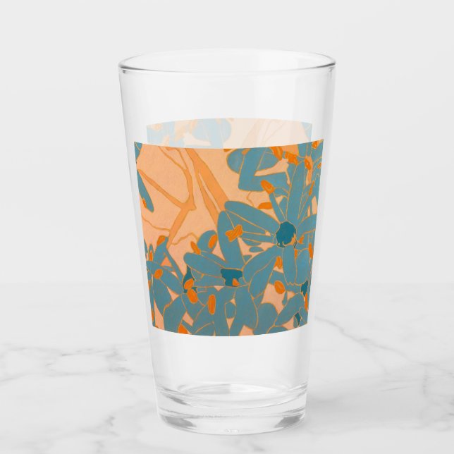 Verre Conception de feuille contemporaine en pêche  (Devant)