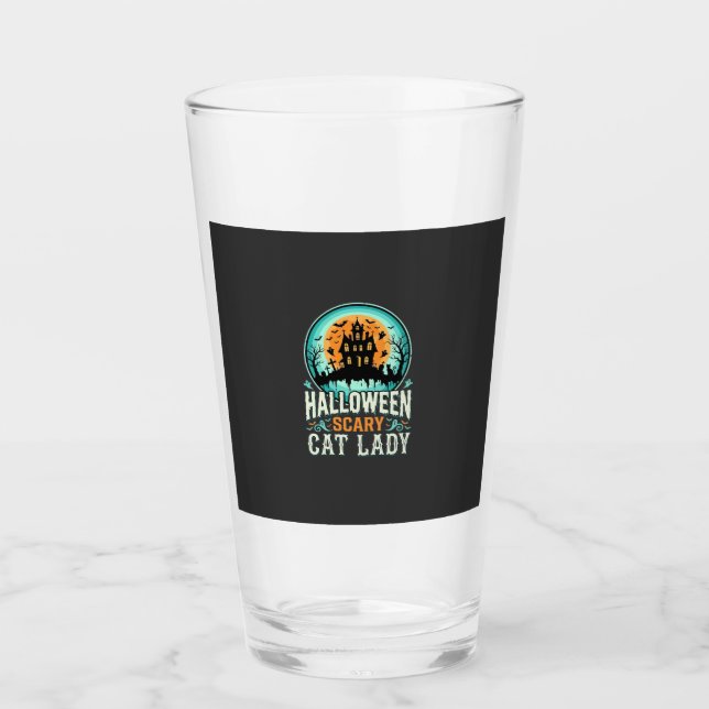 Verre Conception de maison hantée de dame de chat effray (Devant)