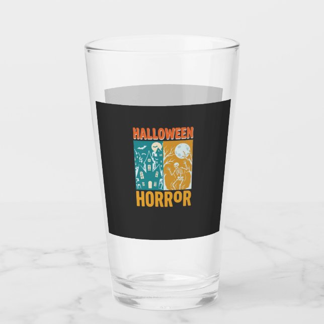 Verre Conception de maison hantée Halloween Lune squelet (Devant)