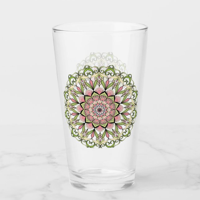 Verre Conception de mandala de la fleur de la Coupe de v (Devant)