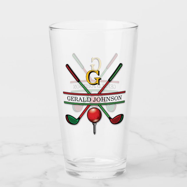 Verre Conception de monogramme de golf de Noël (Devant)