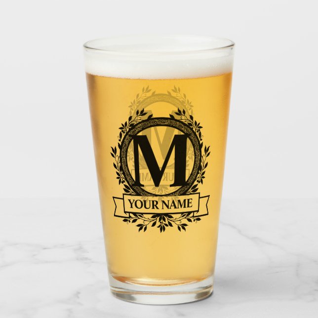 Verre Conception de monogramme floral (Devant (rempli))