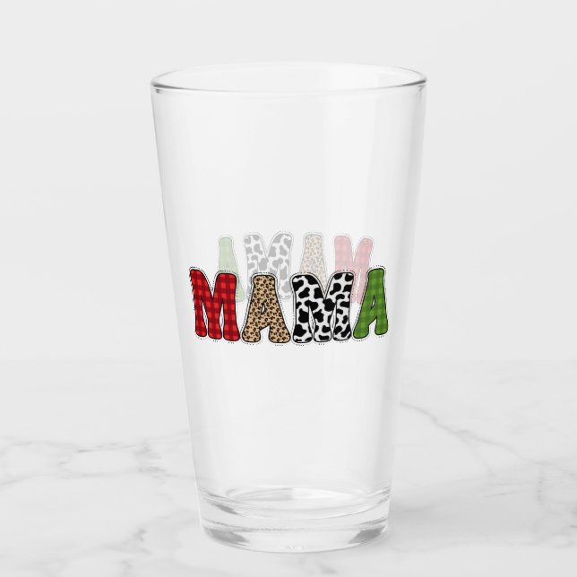 Verre Conception de motif à carreaux de Mama Noël (Devant)