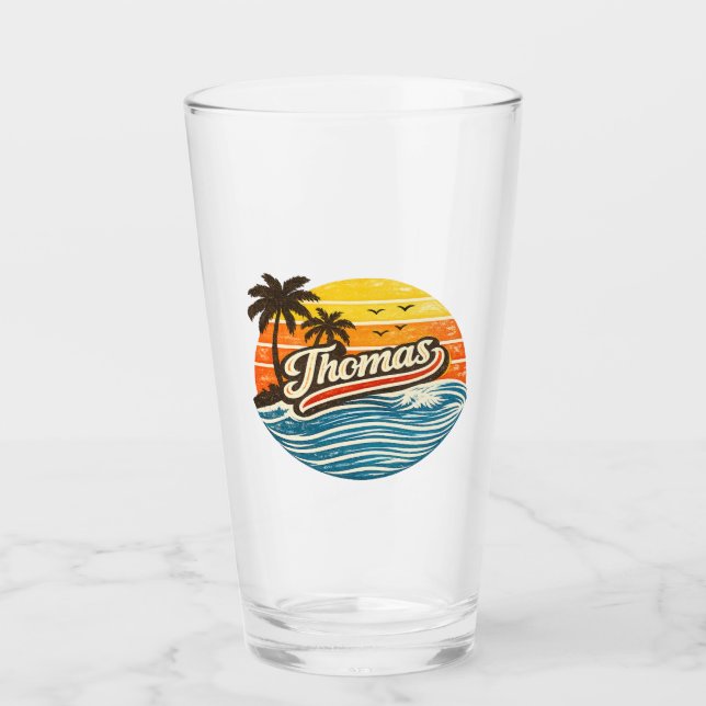Verre Conception de nom de Thomas Retro Sunset (Devant)