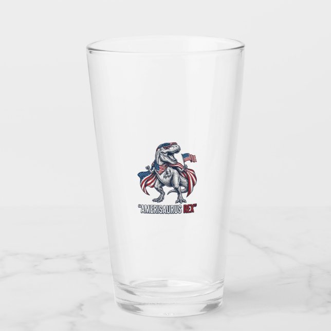 Verre Conception de T-shirt blanc Patriotic T-Rex Ameris (Devant)