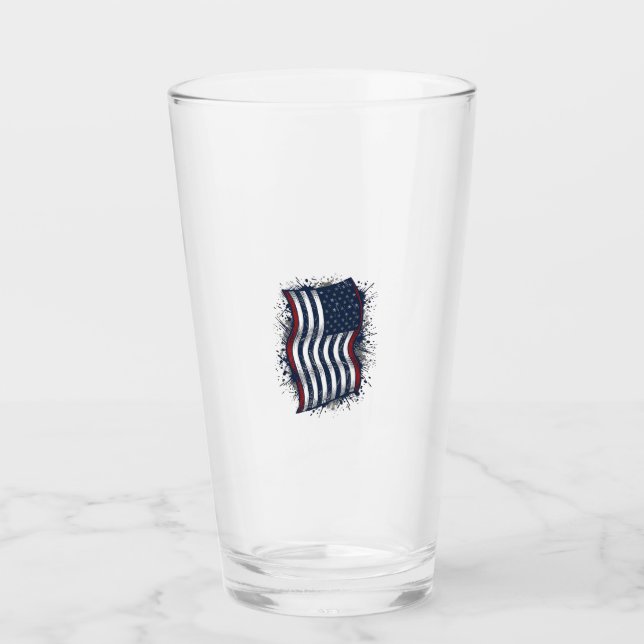 Verre Conception de T-shirt de drapeau patriotique en dé (Devant)