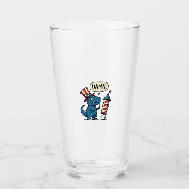 Verre Conception de t-shirt de feu d'artifice de T-Rex p (Devant)