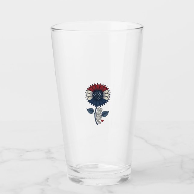 Verre Conception de T-shirt patriotique Fleur de soleil  (Devant)