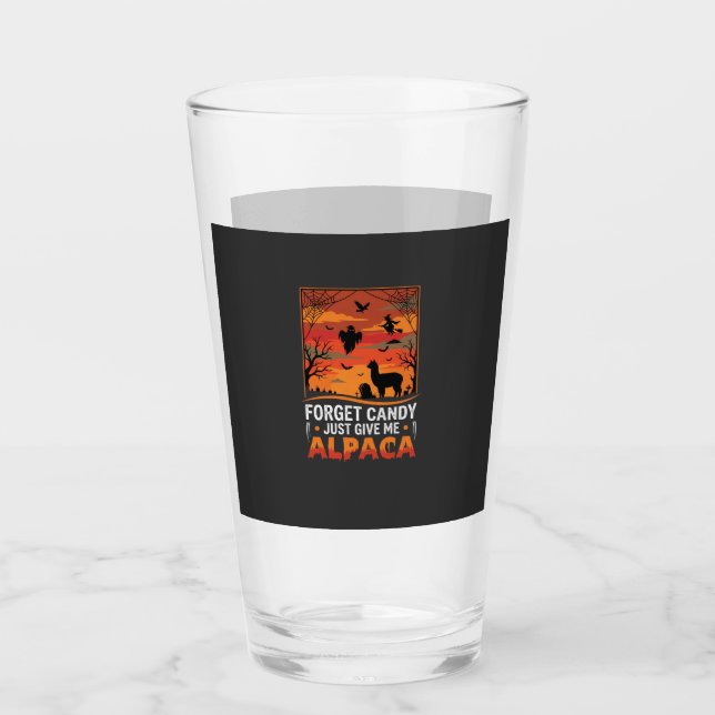Verre Conception de vecteur d'Alpaca d'Halloween oublie  (Devant)