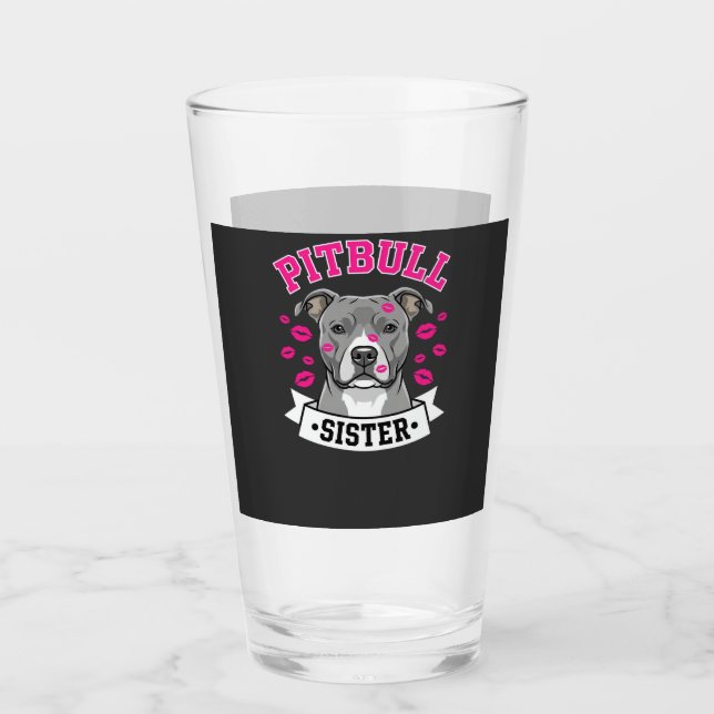 Verre Conception de vecteur de sœur de Pitbull amoureuse (Devant)