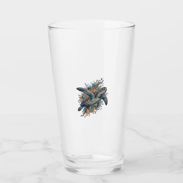 Verre Conception de vecteur d'éclaboussure de tortue de  (Devant)